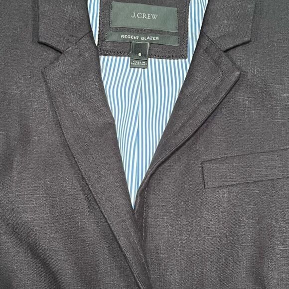 J. Crew Regent Blazer 100% Linen Size 6 Slate Gray - Picture 4 of 7
